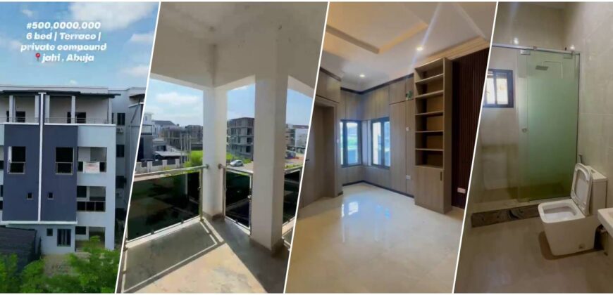 6 bedrooms Terrace with private compound at 9 jahi, Abuja.